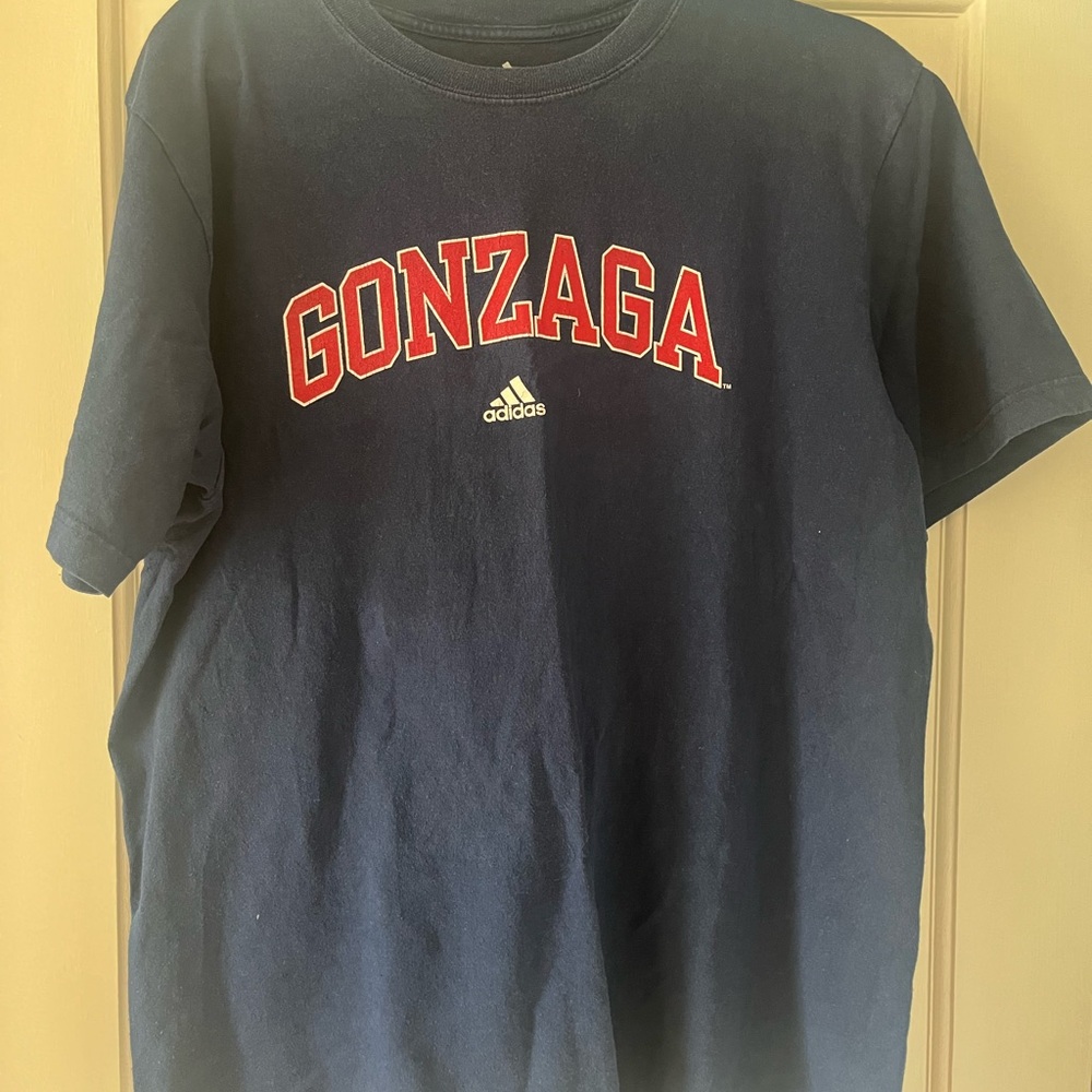 adidas Gonzaga Navy Blue T‑Shirt with Red Lettering